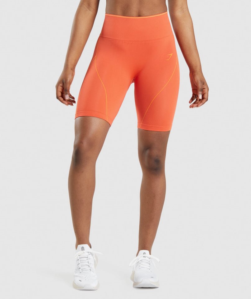 Women\'s Gymshark Apex Seamless High Rise Shorts Orange | NZ 7ABXLJ